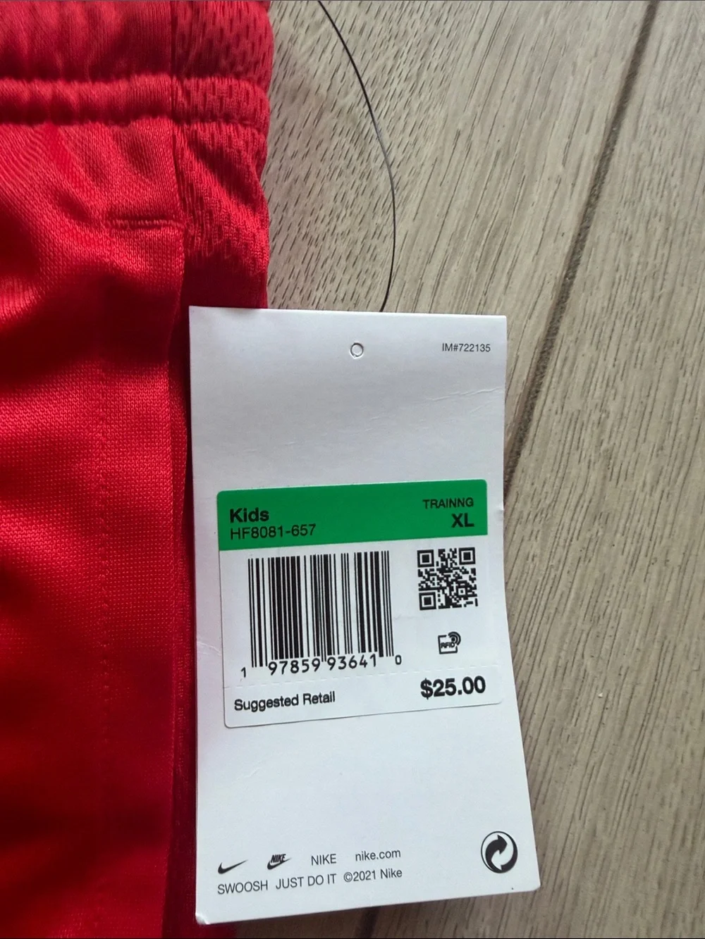 Nike kids  Bright Red Athletic Shorts with Black Swoosh